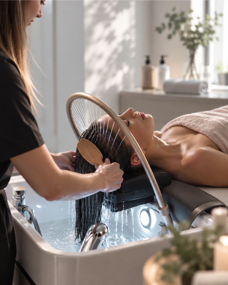 zora-hair-spa-head-spa-reszlet.webp Fejbőr- és hajápolás vízsugaras head spa kezelés közben Békéscsabán
